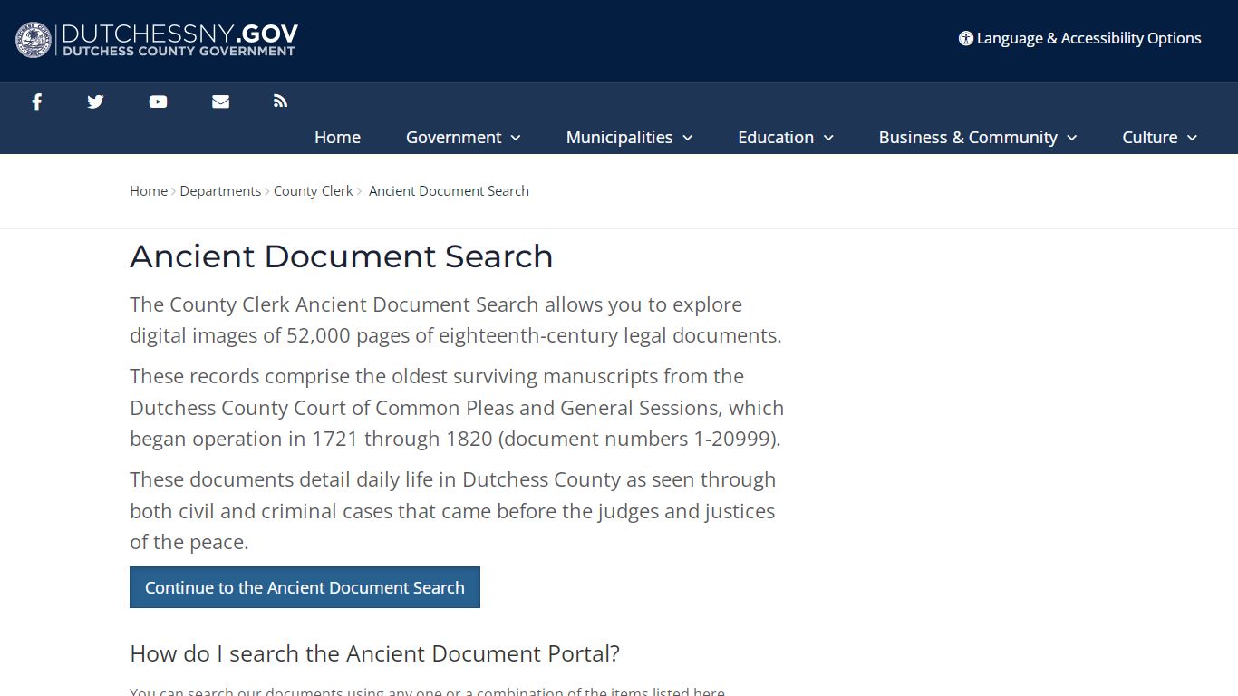 Ancient Document Search - Dutchess County Government